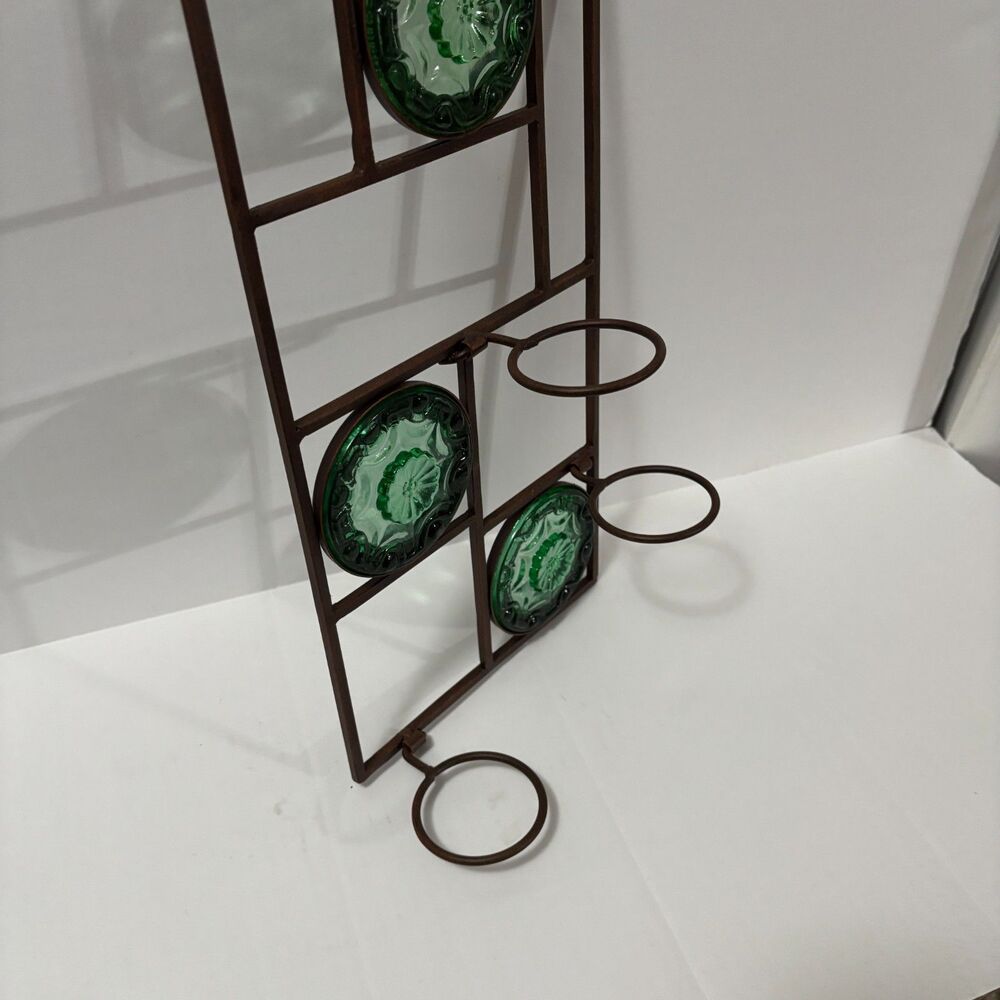 PartyLite La Rosetta Sconce P7566 Green Glass Floral Wall Candle Holder - Picture 3 of 4